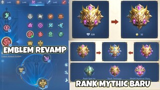 RANK MYTHIC BARU DAN EMBLEM REVAMP TERBARU ! UPDATE MOBILE LEGENDS