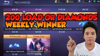 200 PESOS LOAD/ DIAMONDS WEEKLY LUCKY WINNER