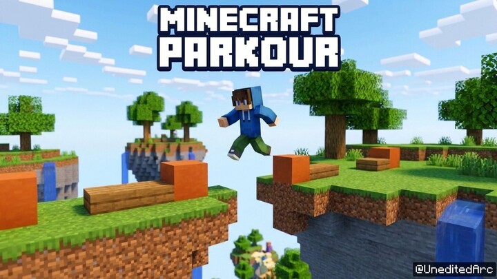 Minecraft parkour gameplay footage featuring the Parkour Spiral map.