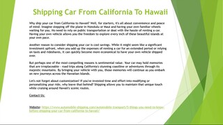 Shipping Car From California To Hawaii