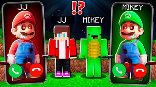 JJ Creepy Mario vs Mikey Mario CALLING to JJ and MIKEY at 3am ! - in Minecraft Maizen