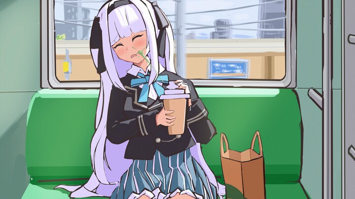 Don't let cream smear your face on the train. [Kagurazaka Mea]