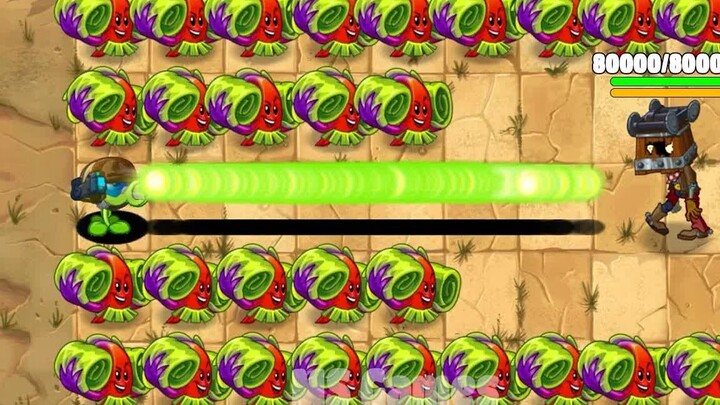 PvZ 2 Challenge: 100 Max-Level Plants vs. a Custom Cart-Head Zombie with 80,000 HP — Who Will Win?