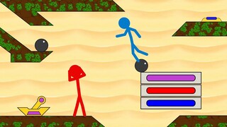 Watergirl and Fireboy , Stickman Animation - (Part 15 Grass Temple Parkour)