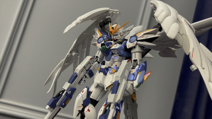 Help my husband clean up the second phase of Bandai MG Flying Wing Gundam.