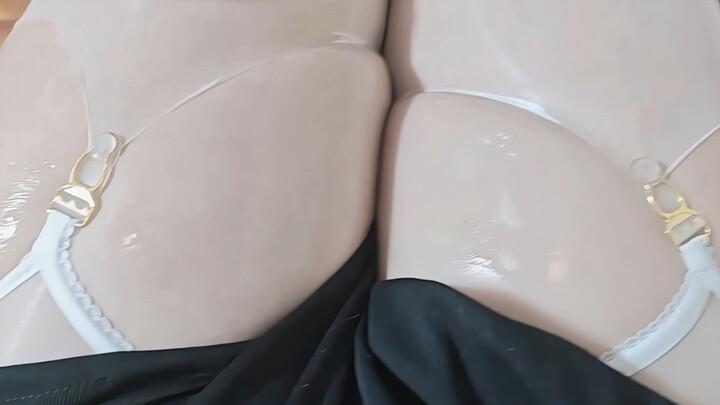 * White Stockings: Shiny & Sheer Review (No Music, Just the Rubbing Sounds)