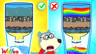 Wolfoo, How to Filter Rainbow Water? - Learn Easy DIY Science Experiments for Kids | Wolfoo Channel