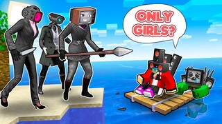 MIKEY and JJ stuck on a GIRLS island TV WOMAN and CAMERAWOMAN and SPEAKER GIRL in Minecraft - Maizen