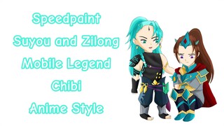 Speedpaint Suyou and Zilong Mobile Legend Chibi Anime Style music by Infraction