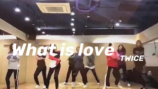 TWICE's "What is love" demo dance comparison on the same screen