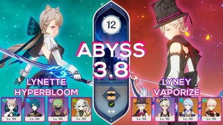 C0 Lyney Vaporize & C6 Lynette Hyperbloom - Genshin Impact Abyss Version 4.0 / 3.8 Floor 12 9 stars