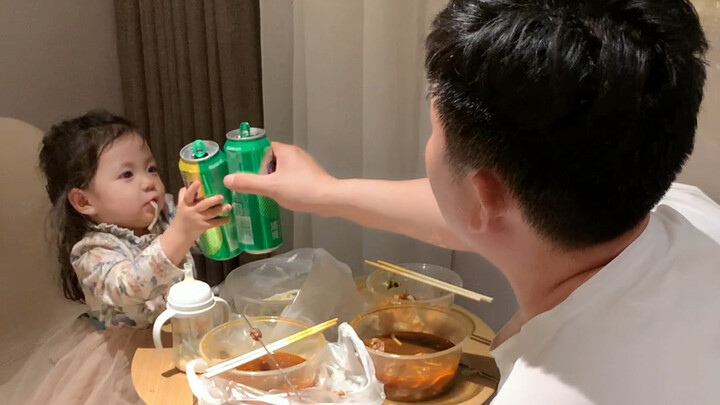 When Dad’s on a business trip and can’t find a drinking buddy...