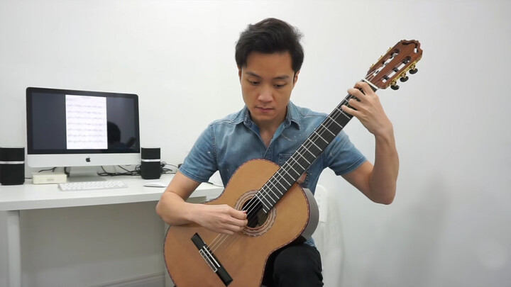 "Croatian Rhapsody" was covered by a man with classic guitar