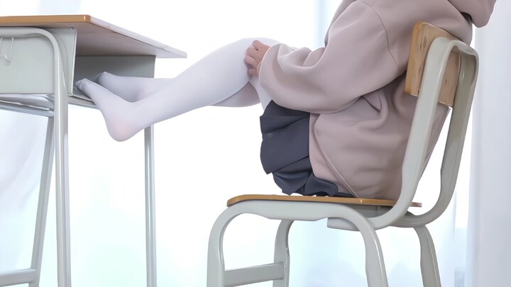 White silk stockings and beautiful legs photoshoot