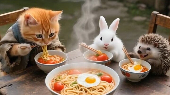 The tomatoes grown by the little orange cat have ripened—time to make tomato and egg noodles for the