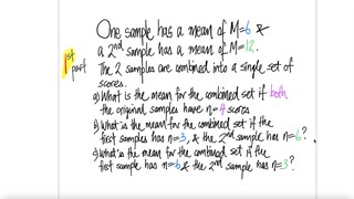 prob stat: 1st/2 parts. One sample has a mean of M=6 &