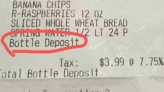 美国超市买水，小票上“bottle deposit”啥意思？