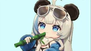 Seekor panda raksasa memakan anak yang lezat