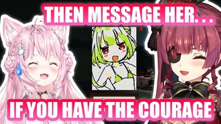 Marine Challenges Koyori to Message Rushia about her Pettan Illustration 【Hololive Eng Sub】