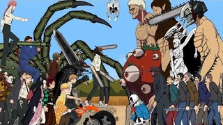 Chainsaw Man, Demon Slayer VS , Darkness Devil, Spider Clicker - Drawing Cartoon2