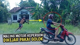 CURANMOR PANIK !! Maling Motor Modyar Di Hantam Golok Oleh Warga