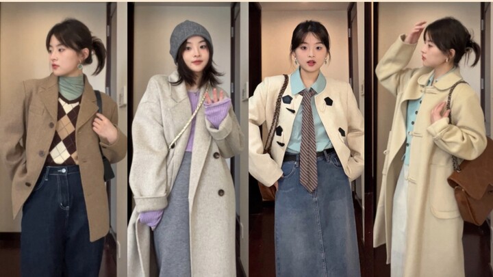 160cm 55kg｜Set đồ công sở không lộ chân｜Phong cách Hàn Quốc cổ điển, layering cho thu đông～