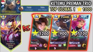 NGERI KETEMU PARTY TRIO TOP GLOBAL 1 ⭐1000! 7500 MATCH FREDRINN!!!