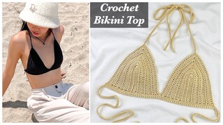 Easy Crochet Simple Bikini Top | Chenda DIY