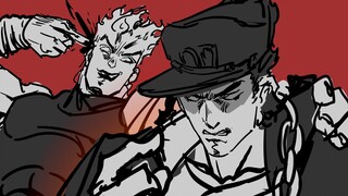 Doujin painting of Kujo Jotaro fighting DIO