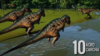 Jurassic World Evolution - 10 Acrocanthosaurus vs 10 Carcharodontosaurus (1080p 60FPS)