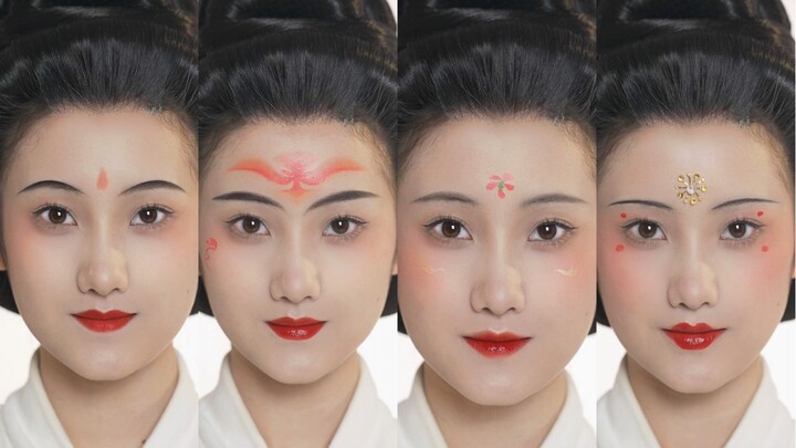A showcase of Tang Dynasty makeup looks from different eras—stop calling it “cherry-blossom‑like”!