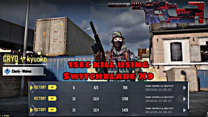 1second kill using SWITCHBLADE X9 (attachment at the end of the vid)