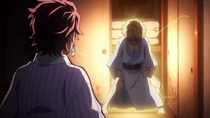 It turns out that the person in the box turned into a ghost Nezuko. Zenitsu went berserk instantly a