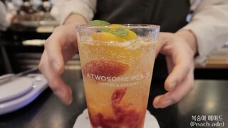Cafe Vlog | Menu : Peach ade, Caramel chesse #food #life