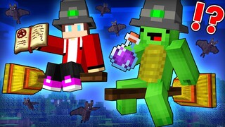 JJ and Mikey Became Witches on Halloween in Minecraft Challenge (Maizen Mazien Mizen)