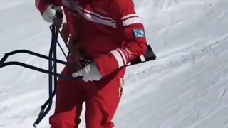 Standing up to ski is so tiring! It's way more comfortable sitting down.