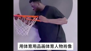 塞内加尔画家boubou design用各种体育用品画体育人物肖像，最后更是在现场用内马尔带来的足球现场作画