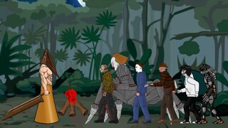Pyramid Head vs Jason Voorhees, Pennywise, Freddy, Michael Myers, Predator Jeff - Drawing Cartoons 2