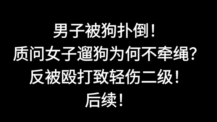 ชายถูกสุนัขกระโดดใส่จนล้มคว่ำ จึงทักท้วงหญิงสาวว่าทำไมพาสุนัขเดินเล่นแล้วไม่ใช้สายจูง? กลับถูกหญิงสา