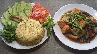 đậu hủ hấp hành.hai món ăn dân dả.ai củng làm được