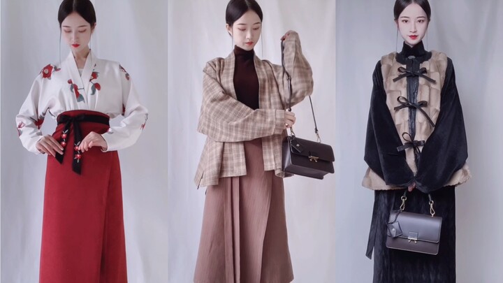 Tiga set pakaian Hanfu campur aduk ini, kamu akan pilih yang mana untuk ke kantor? Paduan merah-puti