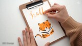 【Oil pastel】Hello 2022 New Year's card Year of the Tiger theme illustration