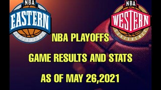 NBA PLAYOFFS 2021 GAME RESULTS AND STATS AS OF MAY 26,2021