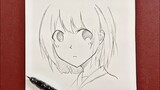 How to draw anime girl using just a pencil ✏️ step-by-step easy
