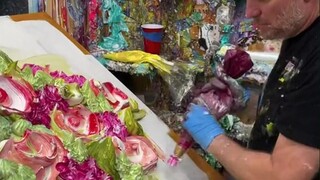 见过最豪横的作画手法，把颜料当奶油用，美术生看了心肝都打颤啊