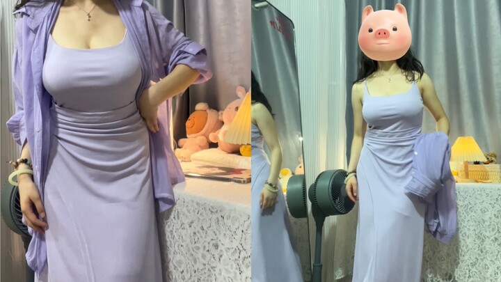 158丨110 She’s here again, wearing a purple dress!