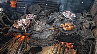 AYAM KAMPUNG INI DIPANGGANG DI ATAS WAJAN TANAH LIAT || MASIH PAKAI BRAMBUT DAN KAYU BAKAR