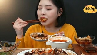 Mì tương đen khô thịt heo chua ngọt sủi cảo chiên 7 #amthuc