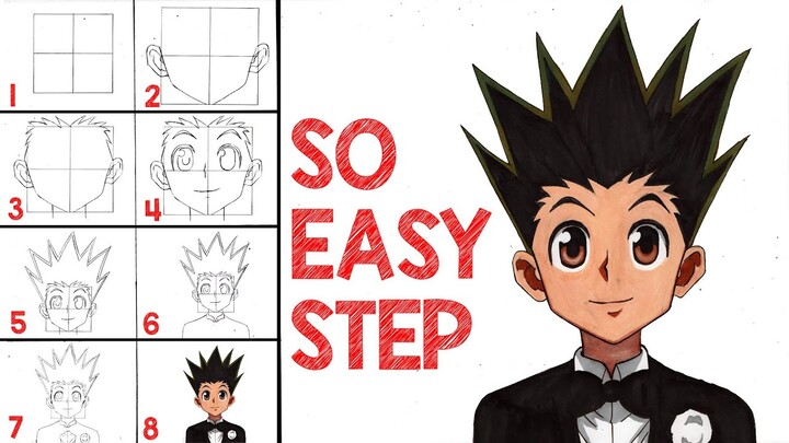 How To Draw Gon Freecs Hunter x Hunter  [Anime Drawing Tutorial for Beginners]