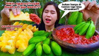 PEDAS ASEM NAGIH⁉️ MAKAN RUJAK NANAS BELIMBING WULUH PISANG MENTAH SAMBEL TERASI PEDAS